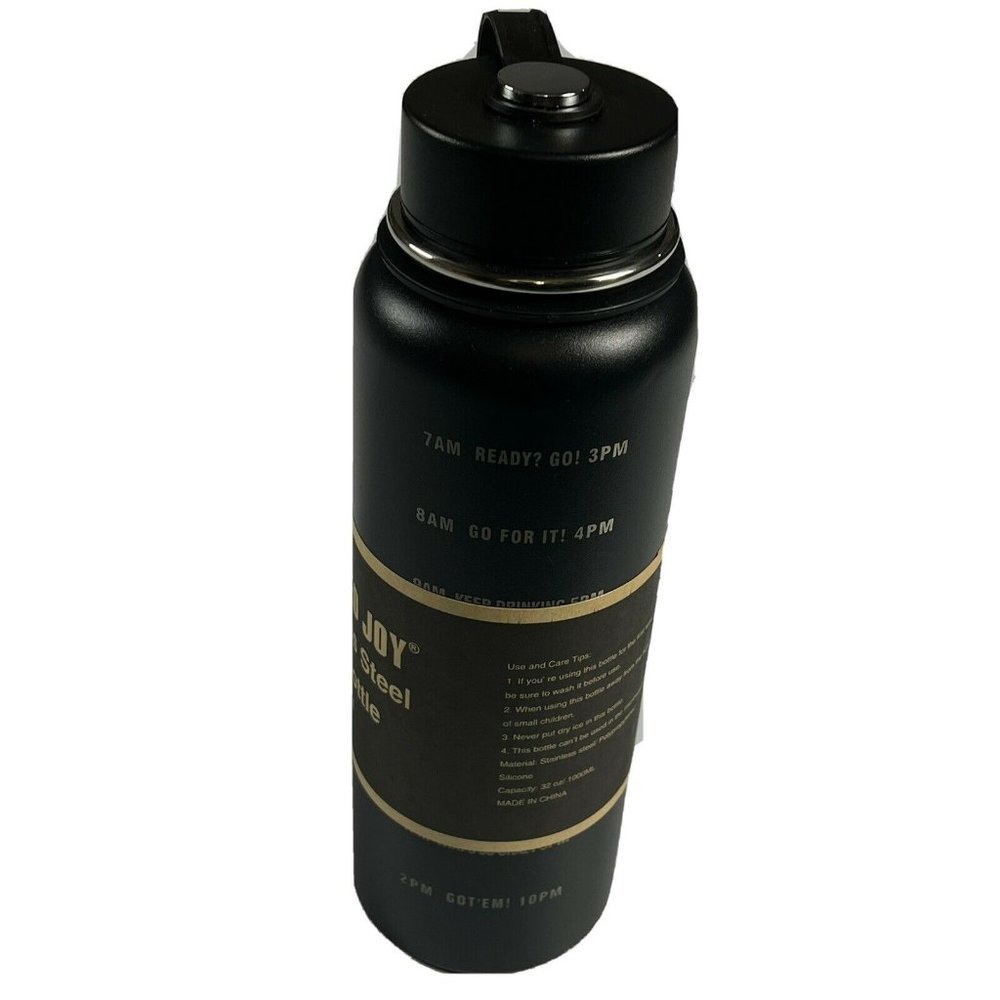 Bottled Joy Stainless Steel Water Bottle Reusable BPA Free 32 oz Black